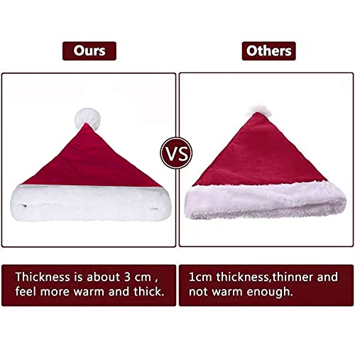 Image of Santa Hat, Christmas Hat for Adults Unisex Velvet Comfort Xmas Hats