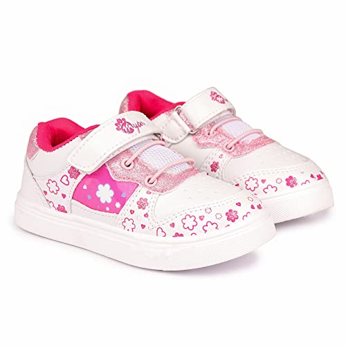 Image of Myau Girls' White Sparkly Printed Shoes - Stylish and Comfortable Footwear for Your Little Princess