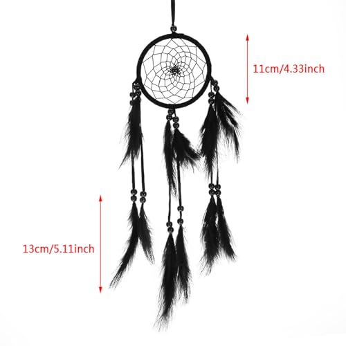 Handmade Large Wood Beads Dream Catcher Dreamcatcher Craft Hanging Pendant Ornament Gift for Living Room Home Decoration Wedding and Festivals (Black) - Image 4