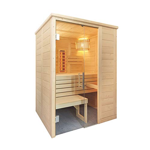 Preisvergleich Produktbild Massivholzsauna Badezimmersauna 160 x 110 cm Infrarot und finnischen Saunaofen