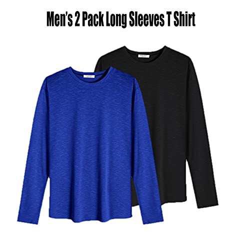COOFANDY Men 2 Pack Muscle Fitted T Shirt Gym Workout Athletic Long Sleeves Tee