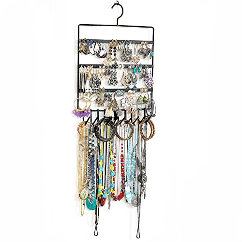 FreshDcart Multi-Colour Jewellery Metal Display Stand Organizer Rack for Earrings, Necklaces, Bracelets, Hand Rings – Black Pack of 1