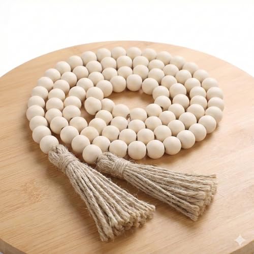 Decorative Wooden Beads - 58 Wood Tassel Garland Boho Table Decor Handcrafted Beaded Garland Versatile Piece for Home Event Gift - Boho Decorations
