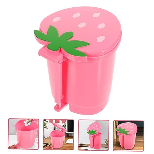 Basurero pequeño rectangular rosa para escritorio miniatura 4