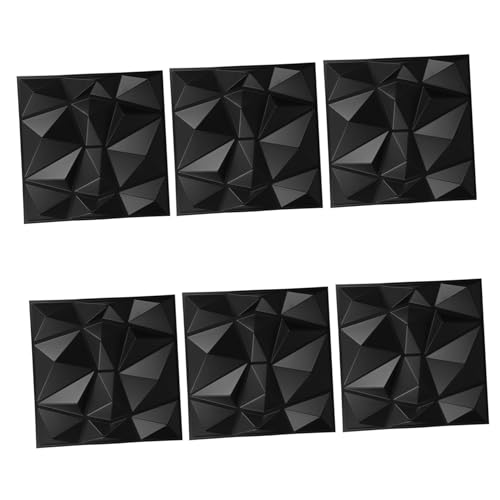 Genérico 6 Piezas paneles de pared 3D dormitorio panel de pvc azulejos de la pared del hotel pared decorativa de oficina paneles de pared para paredes interiores de polivinilo Black