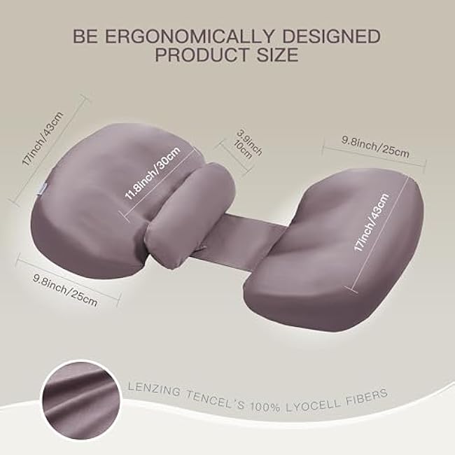 Pregnancy Pillow, Adjustable Body Pillow, Maternity Cooling Pillow, Washable Tencel Lyocell Cover, Travel Pillow, Nursing Pillow, Side Sleeper Pillow, Pregnancy Must Haves, Gifts for Mom, Dark Purple