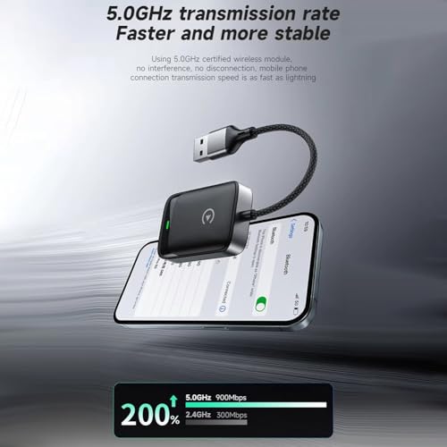 Android Auto Dongle Inalámbrico Jnchdghwa 2 en 1: adaptador CarPlay mini box plug & play 7