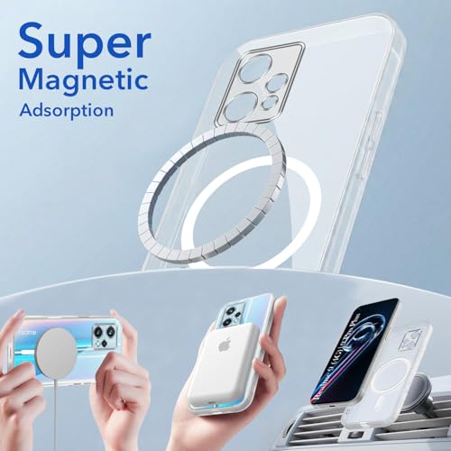 Image of Jkobi Lifetime Anti-Yellow MagSafe Compatible Clear Back Cover Case for Realme 9 Pro Plus | Realme 9 4G (Sleek Hard Crystal | Shockproof and Camera Protection)