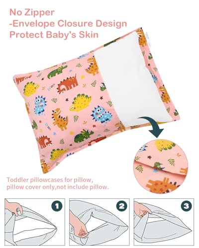 Image of ALVABABY Toddler Pillowcases 2 Pack Organic Cotton Fit 13 inchx 18 inch or 12 inchx16 inch Kids Pillow Cover Envelope for Girl Boy Travel(Pillowcase Only)