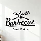 Decalcomanie con incisioni di pregio Cucina Barbecue Cottura Barbecue Cibo Carne Griglia Bar Esterno 32x47.7cm È possibile modificare e aggiungere informazioni Nero