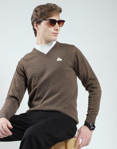 Image of Monte Carlo Men's Regular Fit Pullover | Solid V Neck Style | Full Sleeves Pull On | Warm & Stylish Winter Fashion Sweater | Winter Sweater for Men's