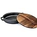 Casseruola A Fondo Piatto Padella Antiaderente Da 35 Cm In Ghisa Con Fondo Spesso Padella Larga Spessa Con Coperchio In Legno Antiaderente,22cm