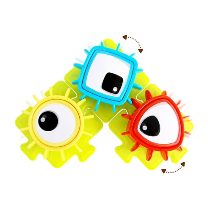 Pack of 3 Bath Gears - Three Colour Attachable Bath Gears With Eyes In The Middle That Spin