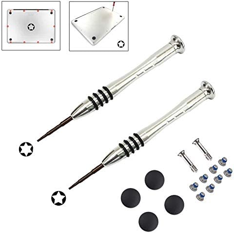 Replacement MacBook Air Battery Screwdriver Kit 4 Pack Rubber Case Feet with 10 Pcs Screws 2 Piece Screwdriver Set for Apple MacBook Air 13/Pro with Retina Display A1369 A1466