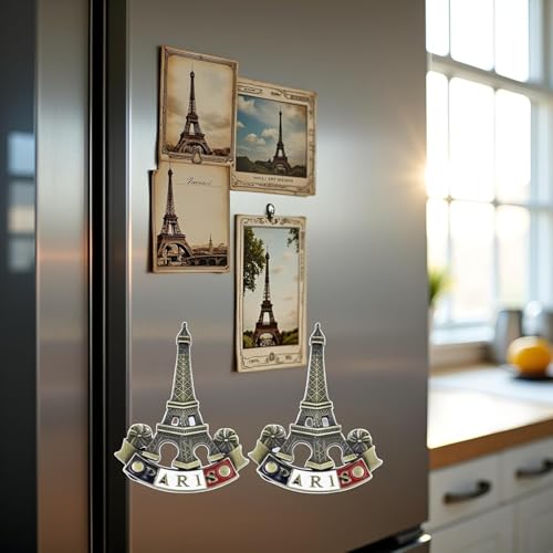 Set 2 imanes 3D metal Torre Eiffel París refrigerador miniatura 6