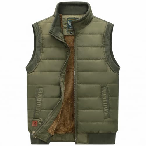 Image of Msmsse Men's Outerwear Vests Winter Quilted Padded Vest Gilet Stand Collar Warm Puffer Vest