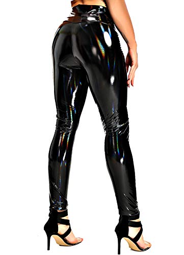 INSTINNCT Damen Kunstleder High Waist Leggings Skinny PU Leder Hose...