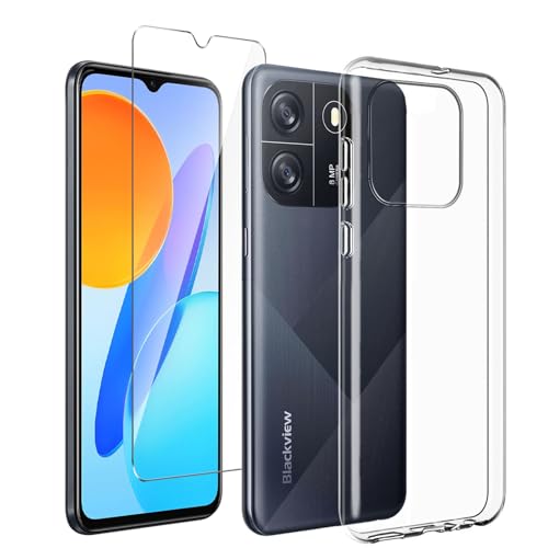 LYZXMY Funda para Blackview Oscal Flat 1C (6.56') + 1 x Protector de Pantalla Vidrio Templado Película Protectora - Transparente Carcasa Silicona TPU Suave Caso Case