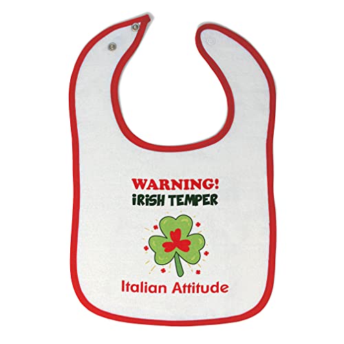 Toddler & Baby Bibs Burp Cloths Pride Warning Irish Temper - Italian Attitude Cotton Baby Items for Baby Girl & Boy White Red Design Only