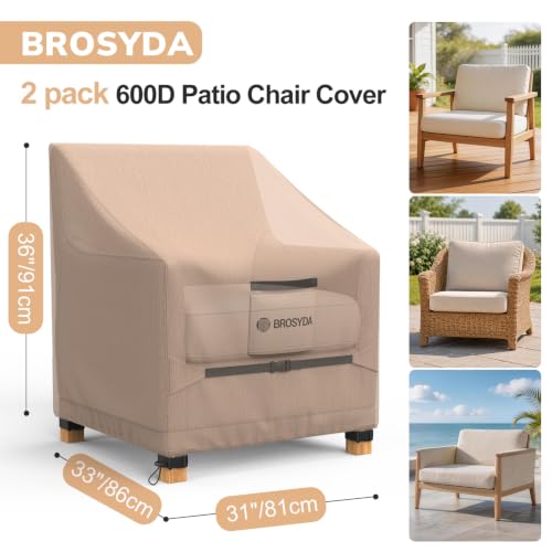 Image of 600D Outdoor Patio Chair Covers Waterproof 31 inchWx33 inchDx36 inchH, 2 Pack