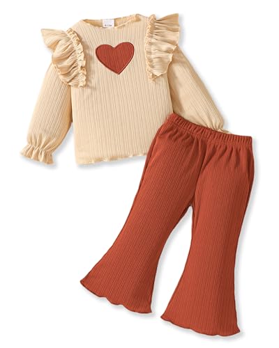 Image of Ichigobaby Baby Girl Clothes Infant Toddler Girl Outfit Long Sleeve Shirts Top Rufffle Pants Little Girls Clothes