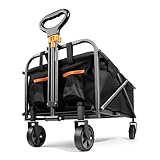 VonHaus Festival Cart on Wheels – Foldable Portable 70L Camping Trolley with 100Kg Weight Capacity – Garden Cart with 360° Rotating Wheels & 2 Cupholders for Garden, Picnic, Shopping & Fishing - Image 1