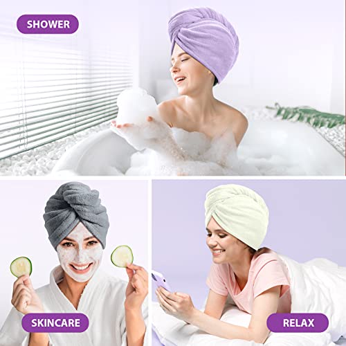Yfong Larger Microfiber Hair Towel Wrap For Women, Rapid Drying Towels For Hair With Button, Super Absorbent Hair Turbans For Wet Hair Long Thick Curly Hair, Soft Hair Drying Towel Wrap #TOP6