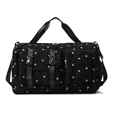 Geoyien Bolsa Deporte Mujer, Gym Bag, Bolsa de Viaje, Mochila Gimnasio Mujer, con Saco Húmedo y Almacén de Zapatos, Múltiples Bolsillos, para Yoga, Fitness, Viajes, Natación (Negro)