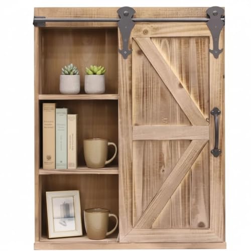 Melko Wandschrank Schiebetür Spiegelschrank Badschrank Braun Hängeschrank, für den Wohnraum