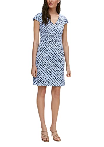 comma Damen Etuikleid mit Kappärmeln Light Blue AOP 40