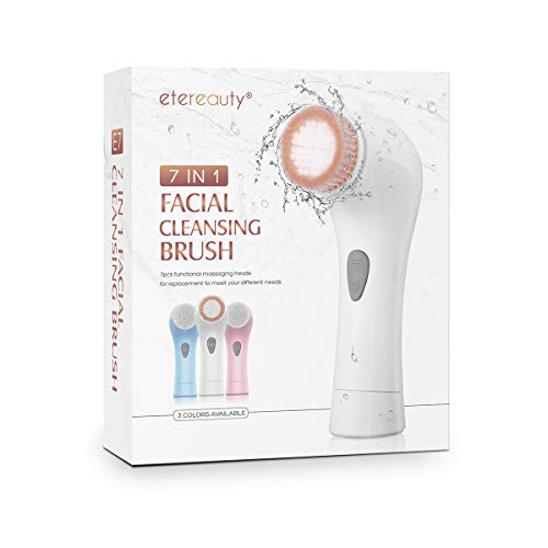 Facial Cleansing Brush [Newest 2020], ETEREAUTY Waterproof Face Spin Brush with 7 Brush Heads for Deep Cleansing, Gentle Exfoliating, Massaging - Thumbnail 3