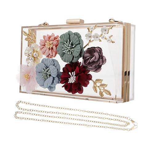 Sac à main pour femme VALICLUD en acrylique blanc rigide et finitions de pochette dorée