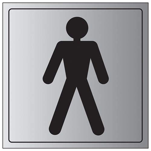 V Safety General Door-Gents Toilet Sign - 150mm x 150mm - Self Adhesive Alu Effect