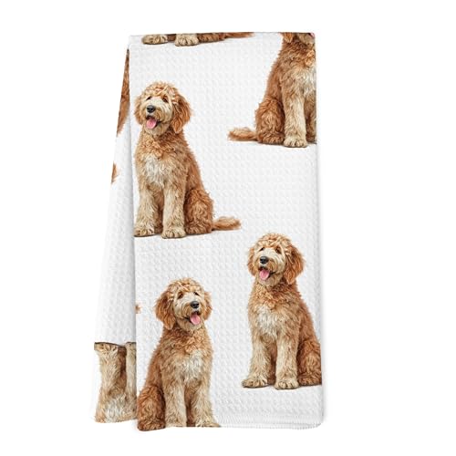 Yorhifa Goldendoodle Gifts Kitchen Dish Towel, Dog Gifts for Women Lovers Owner, Dogs Accessories, Goldendoodle Decor Hand Dish Towels for Bathroom Kitchen Decor 16x24 Inches