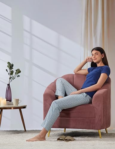 Image of Van Heusen Women's Printed Lounge Pants | Drawstrings & Side Pockets | Ultra Soft Fabric | Relaxed Fit | At home pyjamas | Everyday Comfort | Printed | Style 55306 | Available in Pack of 1 & 2