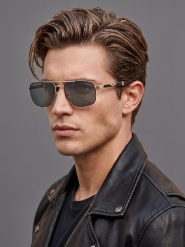 Image of Police Eyewear | Grey Lens | Black Frame | Full Rim Rectangular Shape Branded and Stylish Sunglasses | 100% UV Protection | Mens Sunglasses| Size Large | SPLB43K60301PSG