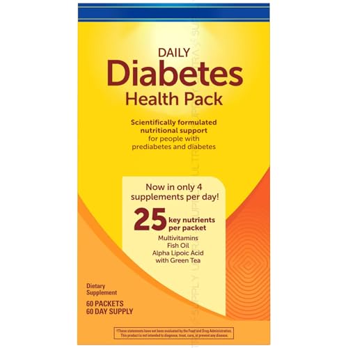 Nature_Mades Diabetic Nutritional Support Pack (60 Packets) Daily Vitamin & Mineral Supplement with Omega 3, Magnesium, Chromium Sugar Free, Gluten Free