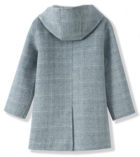 Cromoncent Girls Plaid Dress Coat Wool Single Breasted Fall Winter Outerwear with Hood, 2-12 Years2