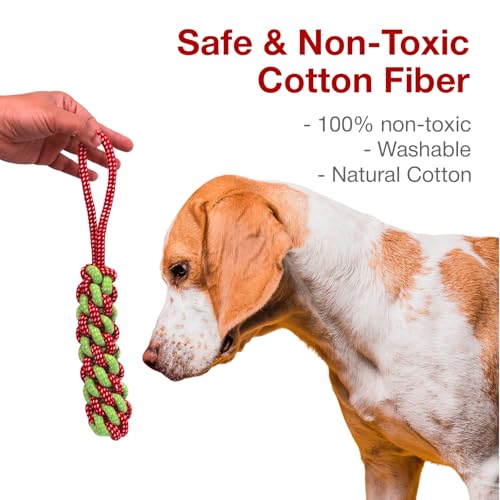 Image of Cotton Dummy Rope Toy for Dogs and Pets |Tug of War Dog Toy Teeth Cleaning Gum Massage Toy |Dog Rope Toys for Small Large Dogs |Rope for Dogs and Puppies (Red)