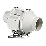 Hon&Guan 4 Inch Inline Duct Fan Exhaust Fan Mixed Flow Inline Fan Hydroponic Air Blower for Home Ventilation Bathroom Vent and Grow Room Ventilation Powerful & Silent Inline Fan 116 CFM (P series)