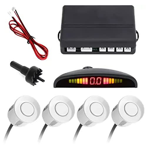 Image of Auto Addict Car Reverse Parking Sensor with LED Display 4 Sensor Reverse Parking Auto Radar Detectors (White) for i20 Old (2008-2013)