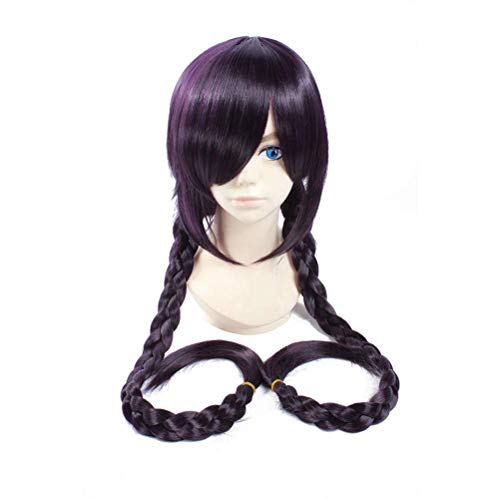 Anime Cosplay Wig for Fukawa Toko, Long Braid Purple Black Wig Women Girls' Party Wigs with Free Cap