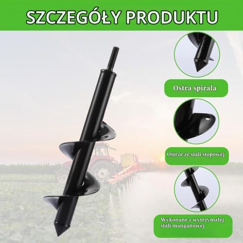 APACALI 4 sztuki wierteł ogrodowych, świder do wiertarki, wiertarki akumulatorowej, ślimaki ogrodowe, bezśrubowe, do dużych obciążeń, doniczki na rośliny, ślimaki, do kopania otworów, kolor czarny