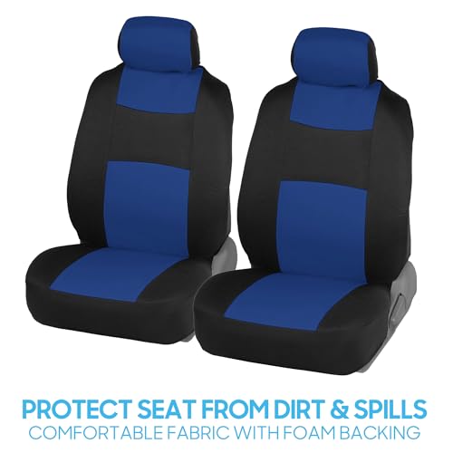 Image of BDK PolyPro Black Car Seat Covers with Blue Accents, Full Set, Front and Rear Bench Seat Protectors, Full Coverage for Car Truck Van and SUV