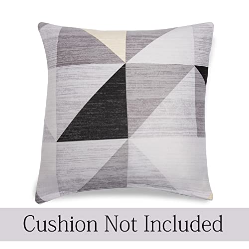Image of HOKIPO Stretchable Cushion Cover for Sofa 16x16 Pack of 2, Black Grey Geometric (AR-4098-D6*2)
