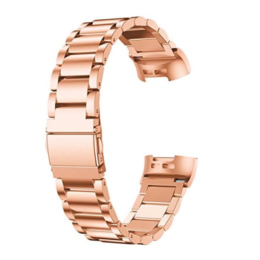 Best-ycldcyp Rostfritt stål ersättningsrem armband för klocka laddning 3 smart klocka (färg: rosa guld)