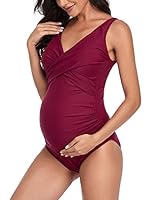 SUMMERSUNSHINE Umstands-Badeanzug, Einteiler, Bademode, vorne gekreuzt, Schwangerschaft, Badeanzug, Umstands-Bikini, Weinrot, M