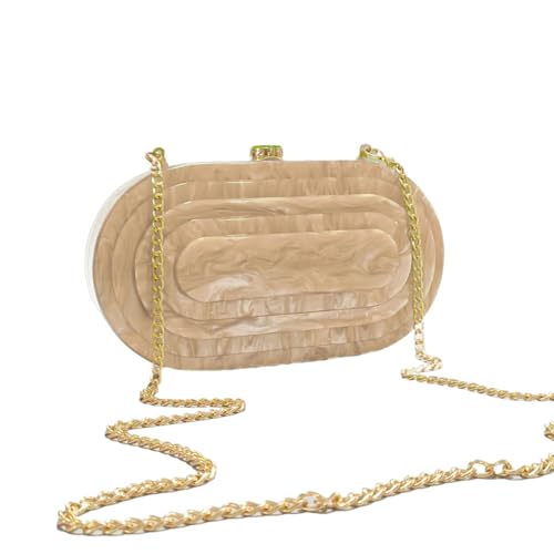Image of Acrylic Evening Clutch Bag for Women Shell Shape Shoulder Crossbody Bag Glitter Marble Purse Handbag
