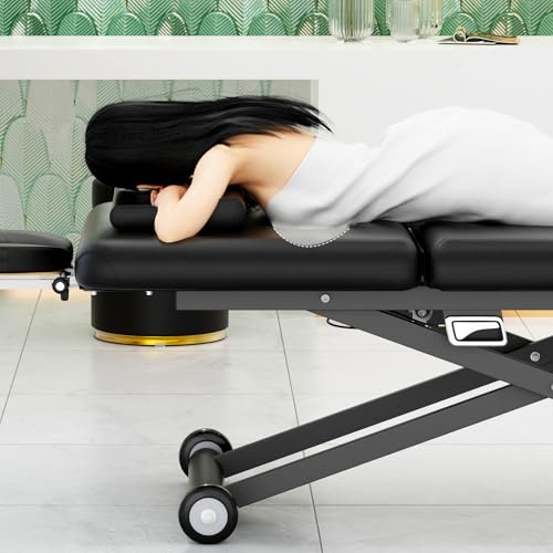 Image of Electric Massage Table, Electric Lift Motor Height adjustable and Manual Backrest Adjustable Angle for Treatment, Medical Spa, Facial, Beauty, Massage Bed and More - 31.2 Wide x 75 Long - Black