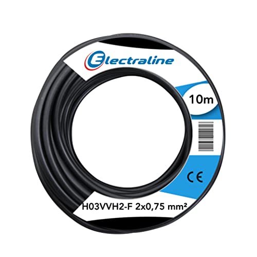 Electraline 10921 Couronne de Cable H03 VVH2-F 2X0,75 10M Noir